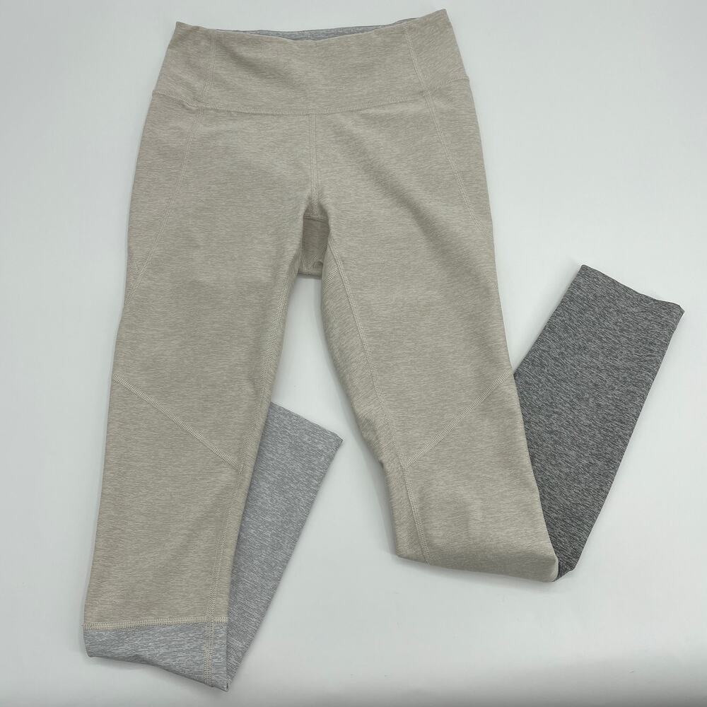 OUTDOOR VOICES Leggings Women's Size XS Dipped Colorblock Tan Grey 7/8 Length